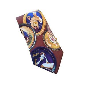 Byblos Brown Brewing Co Beer Pattern 100% Italian Silk Men’s Tie EUC